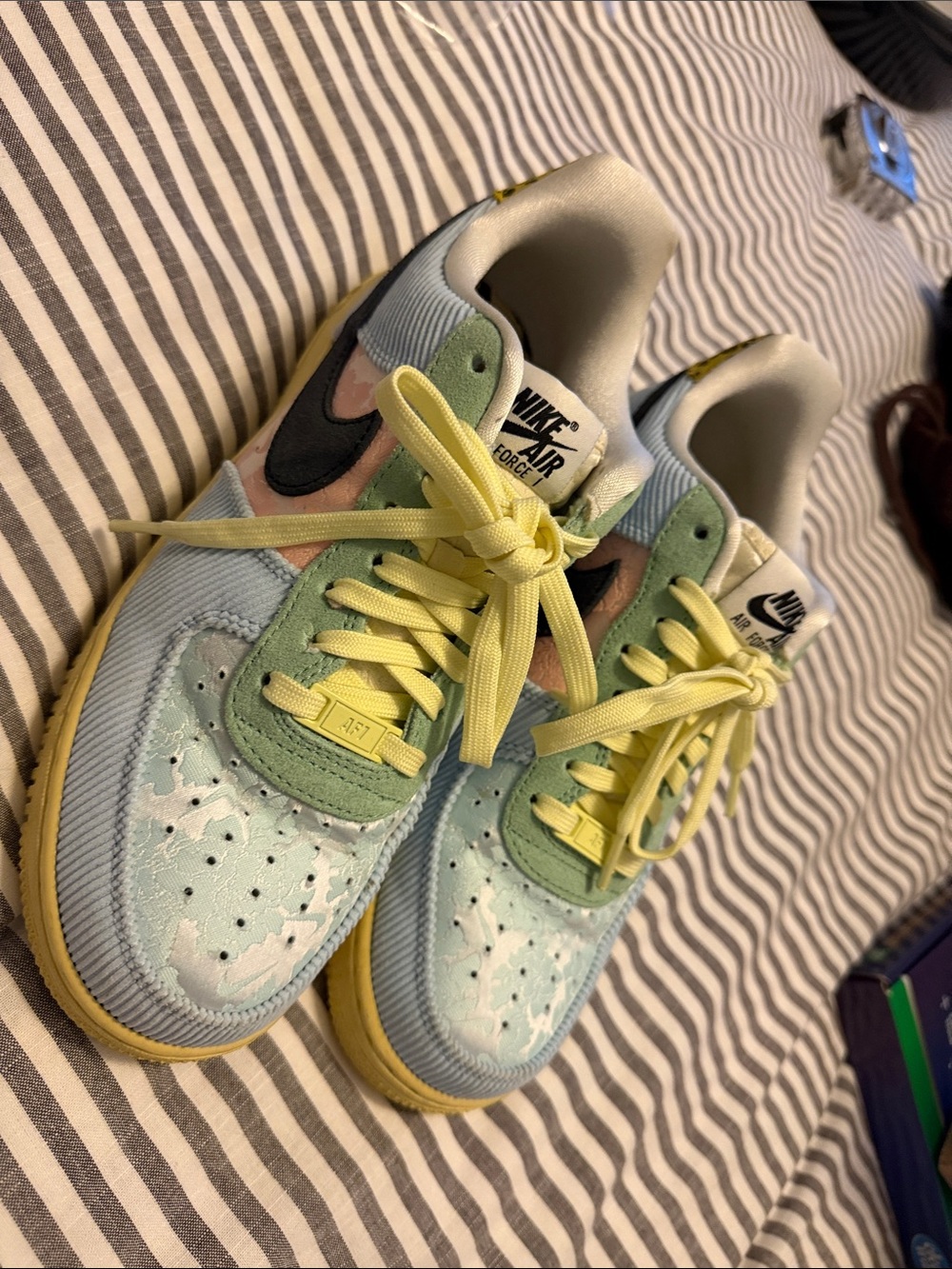 Nike Air Force 1 Low - Mint Green, Pale Blue, Yellow & Black